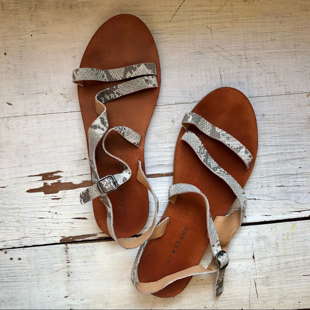 Lucky Brand Snake Skin Strappy Flat Sandal